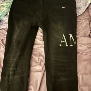 AMIRI Men's Black Skinny Jeans with Silver Detail